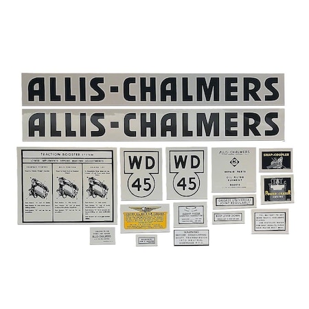 Aftermarket DEC055 AC WD45: Mylar Decal Set Fits Allis Chalmers DEC055-STR